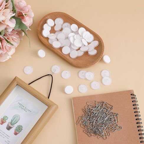 100 Pack Ceiling Hooks Adhesive Removable Transparent Wall Hanger with Hooks, 0.79" Small Disc Sticky Ceiling Hooks for Festival Wedding Halloween Christmas Party Decor in Kuwait