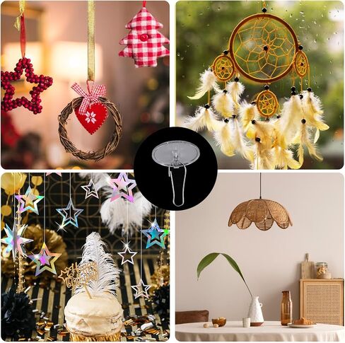 100 Pack Ceiling Hooks Adhesive Removable Transparent Wall Hanger with Hooks, 0.79" Small Disc Sticky Ceiling Hooks for Festival Wedding Halloween Christmas Party Decor in Kuwait