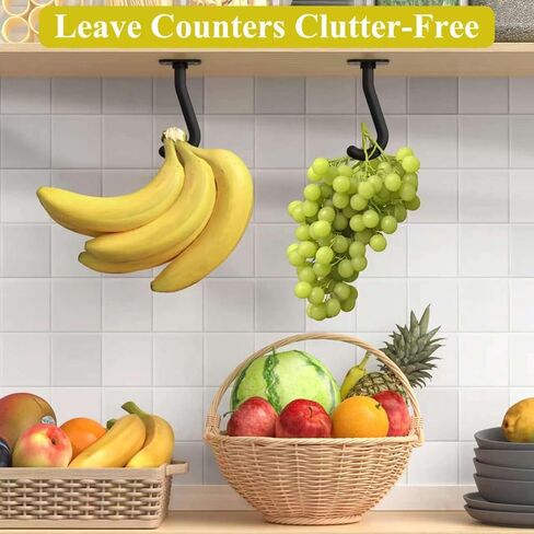 Folding Banana Hanger Hook Black 1 Pack, Self Adhesive Banana Holder Under Cabinet in Saudi Arabia