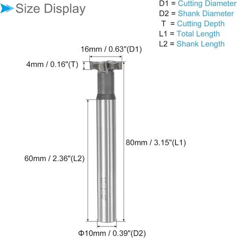 T-Slot Milling Cutters, 4 Flutes 0.6" Cutting Dia 0.16" Depth, Straight Tungsten Carbide Tip T-Slot End Mill - (Applications: for Copper Milling) in Saudi Arabia