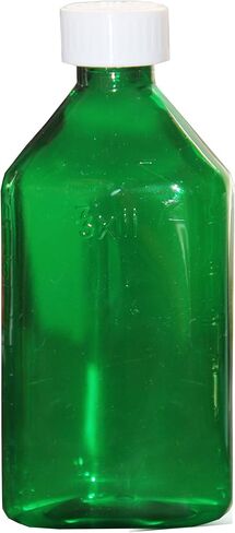 Pharmacy Oval Bottle Green 16 oz with CR Caps Included (QTY. 6) - Prescription Pharmacy Bottle, Pharmacy Container, Prescription Plastic Container by Sponix in Kuwait