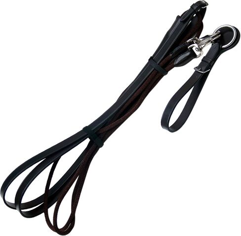 Exion Rope and Leather 6/8 Wide Draw Rein and 2m Long with Buckle Guard Handle and Quick Snap | Premium Equestrian Training Draw Rein for Horses in Kuwait