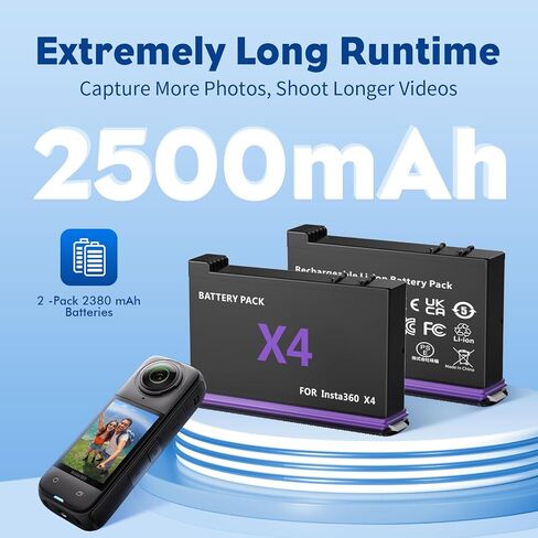 Fast Battery Charger Hub Compatible with Insta360 X4,Quick Portable 2 Channel Battery Charge Storage Station Can Store Misro SD Card in Saudi Arabia