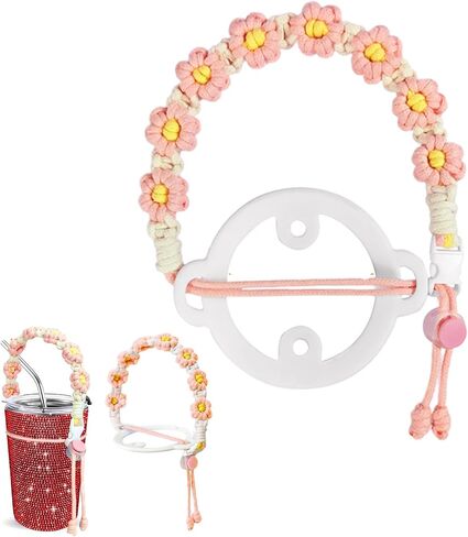 Water Bottle Handle,Hand-Woven Flower Paracord Handle for Water Bottle,Fits Wide Mouth Water Bottles(Green) in Saudi Arabia