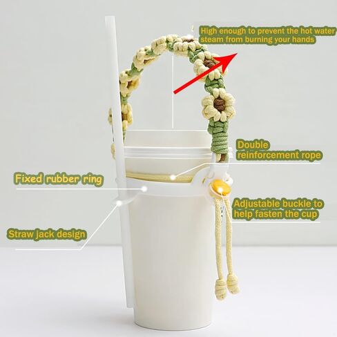 Water Bottle Handle,Hand-Woven Flower Paracord Handle for Water Bottle,Fits Wide Mouth Water Bottles(Green) in Saudi Arabia