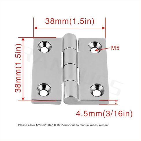 Marine Grade CAST Solid Heavy Duty Stainless Steel 316 Mirror Polished Butt Hinges 1.5IN(38MM) x 1.5IN(38MM) for Boat, RVs in Saudi Arabia