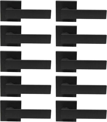 Probrico Matte Black Dummy Door Levers Interior Door Handles, Heavy Duty Levers for Closet, Non-Turning Reversible Levers for Left Right Handed Doors,10 Pack(Contractor Pack) in Saudi Arabia