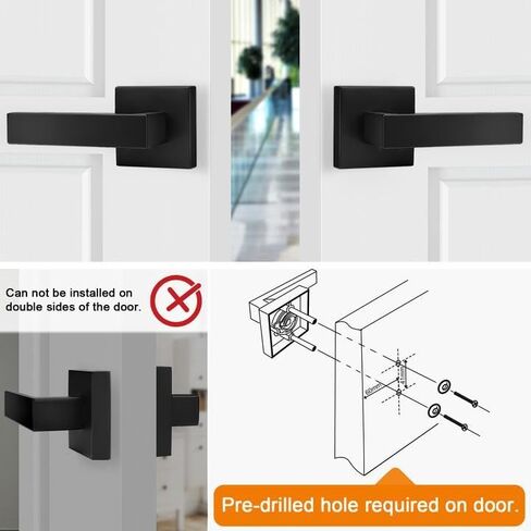 Probrico Matte Black Dummy Door Levers Interior Door Handles, Heavy Duty Levers for Closet, Non-Turning Reversible Levers for Left Right Handed Doors,10 Pack(Contractor Pack) in Saudi Arabia