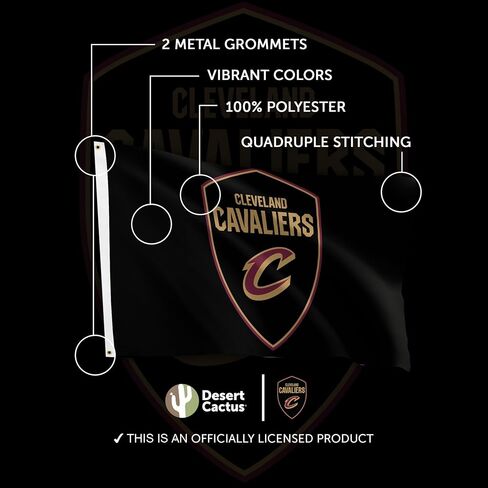 Desert Cactus Cleveland Cavaliers Flag NBA 100% Polyester Indoor Outdoor 3x5 feet National Basketball Association Team Flags (New Branding Flag A) in Saudi Arabia