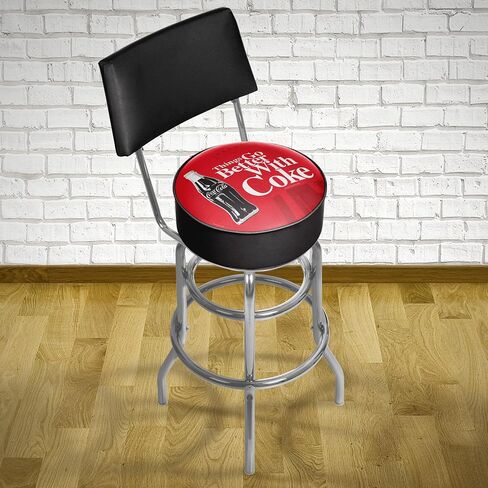 Trademark Gameroom Coke Swivel bar Stool with Back - Coca-Cola Things Go Better with Coke Bottle Art in Saudi Arabia