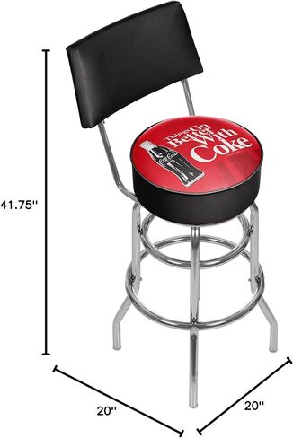 Trademark Gameroom Coke Swivel bar Stool with Back - Coca-Cola Things Go Better with Coke Bottle Art in Saudi Arabia