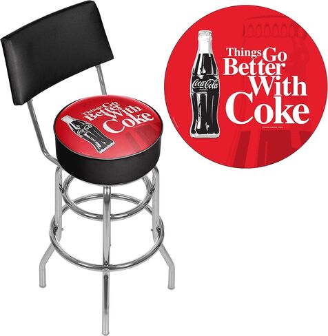 Trademark Gameroom Coke Swivel bar Stool with Back - Coca-Cola Things Go Better with Coke Bottle Art in Saudi Arabia