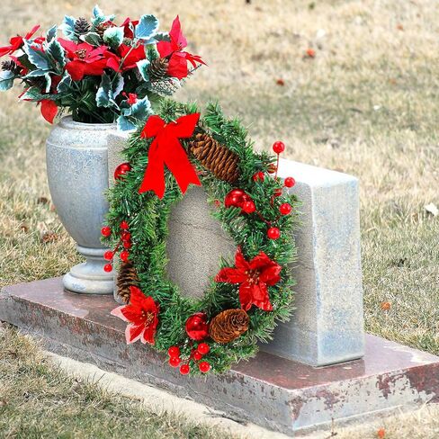 Crowye 4 Pcs 17.72 Inch Independence Day Headstone Wreath Set Includes 2 Pcs 17.72" July 4th Wreath Patriotic Cemetery Wreath 2 Pcs 8" Easel Stand Tombstone Wreath Holder Memorial Day Grave Wreath in Saudi Arabia