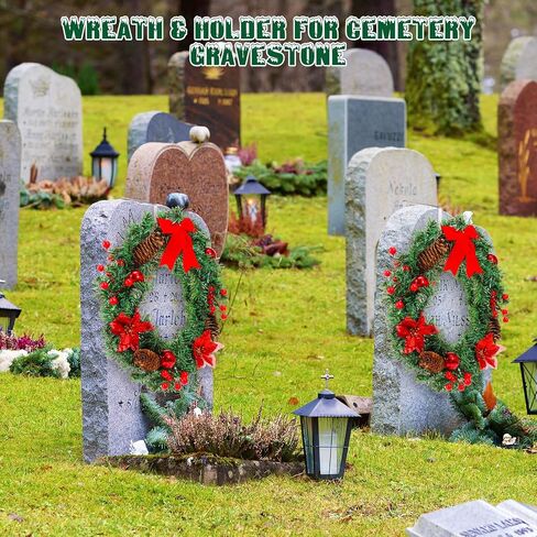 Crowye 4 Pcs 17.72 Inch Independence Day Headstone Wreath Set Includes 2 Pcs 17.72" July 4th Wreath Patriotic Cemetery Wreath 2 Pcs 8" Easel Stand Tombstone Wreath Holder Memorial Day Grave Wreath in Saudi Arabia