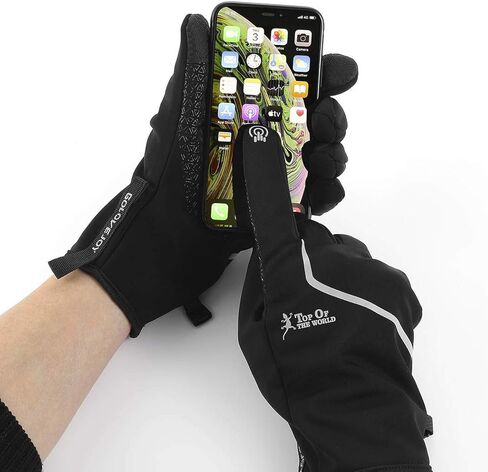 قفازات شتوية دافئة مقاومة للرياح من Woeoe، قفازات تزلج سوداء، قفازات ناعمة تعمل باللمس، قفازات نصية قابلة للتمدد على الجليد، قفازات ثلج للطقس البارد للرجال البالغين in Kuwait