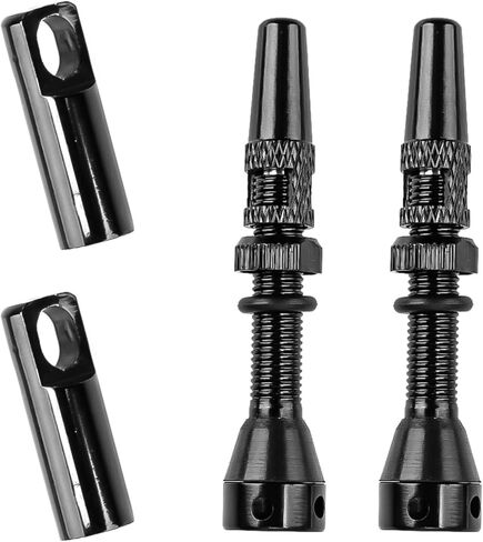 2PCS 44mm Tubeless Presta Valve Stem, Bluck Lightweight Alloy Bike Valve Stem Kit with Valve Core Removal Tool and Valve Stem Cap, for Bicycle Tire Valve Stem Replacement(44mm 15g) in Saudi Arabia