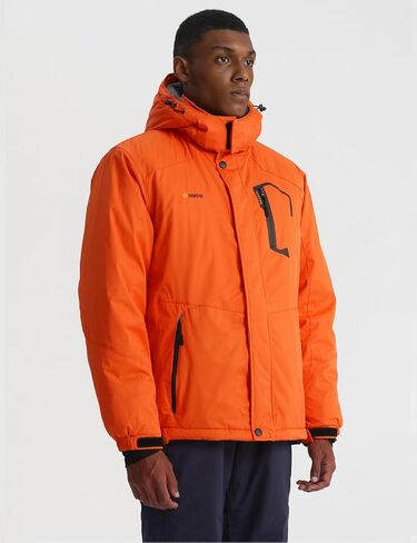 GEMYSE Men's Mountain Waterproof Ski Snow Jacket Winter Windproof Rain Jacket+Ski Bibs(Orange,Large) in Kuwait
