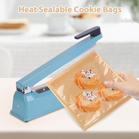Heat Sealable Bakery Bags with Window, 100 Pack 7x7.5 Inches Cookie Bags Kraft Paper Greaseproof Pastry Bags with Clear Front for Baked Goods Packaging (Brown-100PCS) in Saudi Arabia