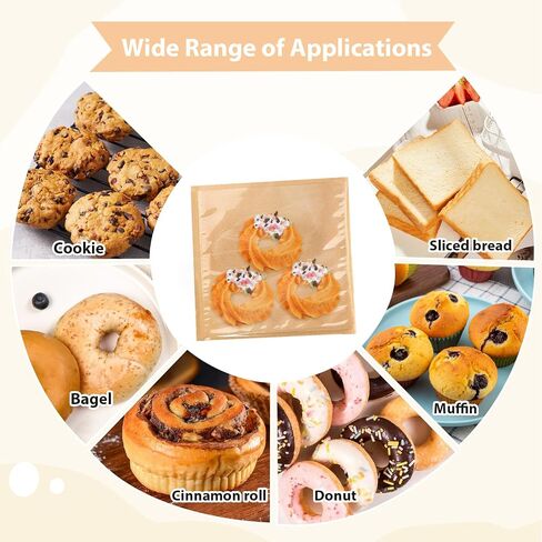 Heat Sealable Bakery Bags with Window, 100 Pack 7x7.5 Inches Cookie Bags Kraft Paper Greaseproof Pastry Bags with Clear Front for Baked Goods Packaging (Brown-100PCS) in Saudi Arabia