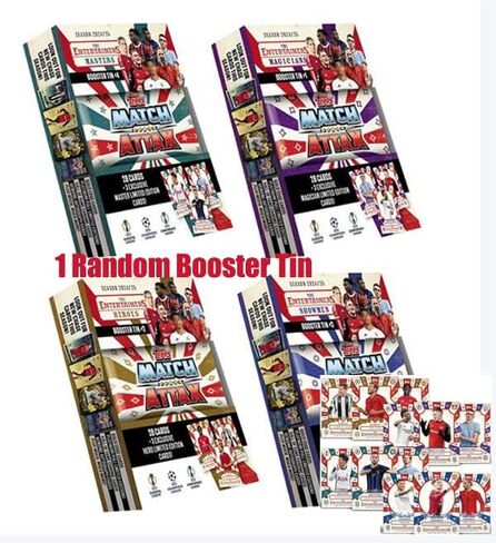 Match Attax 2024/25 Booster Tin | Includes 1 Random Booster Tin with 28 Trading Cards + 3 Limited Edition Cards | UEFA Champions League & Europa League in Saudi Arabia