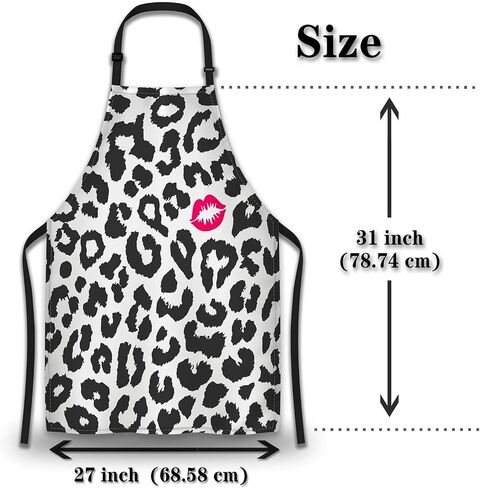 Chef Apron for Women Leopard Texture with Kiss Print Grilling Aprons for Men for Kitchen Cooking Restaurant BBQ Painting Crafting 27" (W) x 31" (H), Waterproof Apron in Saudi Arabia