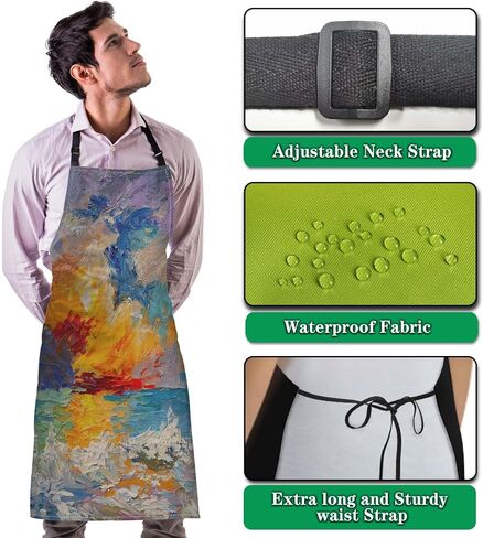 Chef Apron for Women Leopard Texture with Kiss Print Grilling Aprons for Men for Kitchen Cooking Restaurant BBQ Painting Crafting 27" (W) x 31" (H), Waterproof Apron in Saudi Arabia