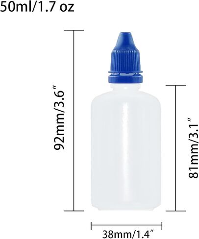 2Pcs Plastic Dropper Bottles, 50ml/1.7 oz Empty Squeezable Dropper Bottle with Childproof Cap Liquid Container in Kuwait