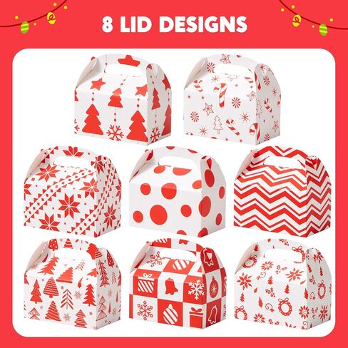 JOYIN 24 PCS Christmas Cookie Boxes, 3D Christmas Foil Treat Boxes for Holiday Xmas Goody Gift, Goodie Paper Boxes, School Classroom Party Favor Supplies, Candy Treat in Saudi Arabia