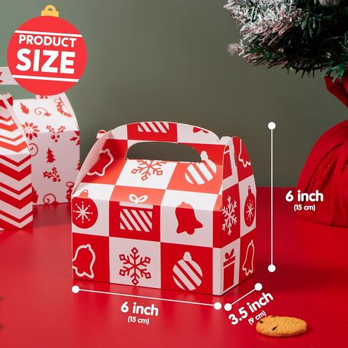 JOYIN 24 PCS Christmas Cookie Boxes, 3D Christmas Foil Treat Boxes for Holiday Xmas Goody Gift, Goodie Paper Boxes, School Classroom Party Favor Supplies, Candy Treat in Saudi Arabia