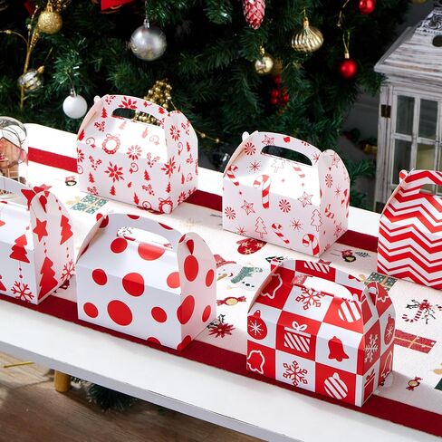 JOYIN 24 PCS Christmas Cookie Boxes, 3D Christmas Foil Treat Boxes for Holiday Xmas Goody Gift, Goodie Paper Boxes, School Classroom Party Favor Supplies, Candy Treat in Saudi Arabia