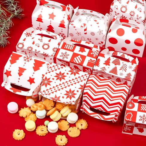 JOYIN 24 PCS Christmas Cookie Boxes, 3D Christmas Foil Treat Boxes for Holiday Xmas Goody Gift, Goodie Paper Boxes, School Classroom Party Favor Supplies, Candy Treat in Saudi Arabia