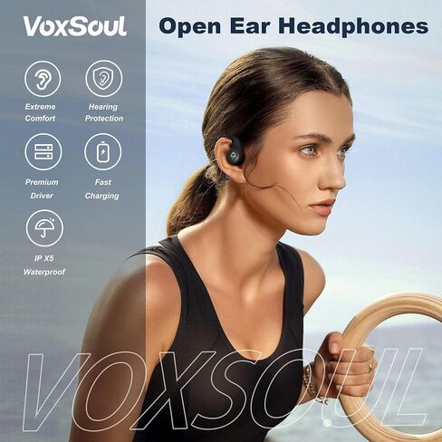 Open Ear Headphones Lightweight Wireless Bluetooth Headphones 55H Playtime Open Ear Earbuds Bluetooth 5.3 Touch Control Air Conduction IPX7 Waterproof Headphones for Workouts Running in Saudi Arabia