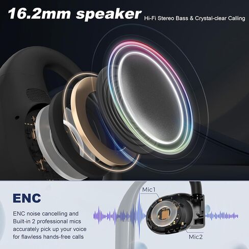 Open Ear Headphones Lightweight Wireless Bluetooth Headphones 55H Playtime Open Ear Earbuds Bluetooth 5.3 Touch Control Air Conduction IPX7 Waterproof Headphones for Workouts Running in Saudi Arabia