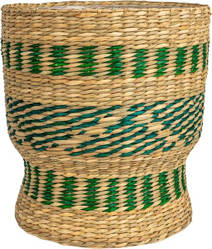 سلة ثنائية من الأعشاب البحرية التعاونية الإبداعية مع بطانة بلاستيكية، خضراء وطبيعية، مجموعة من 2 in Kuwait