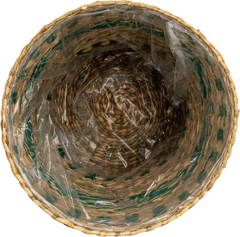 سلة ثنائية من الأعشاب البحرية التعاونية الإبداعية مع بطانة بلاستيكية، خضراء وطبيعية، مجموعة من 2 in Kuwait