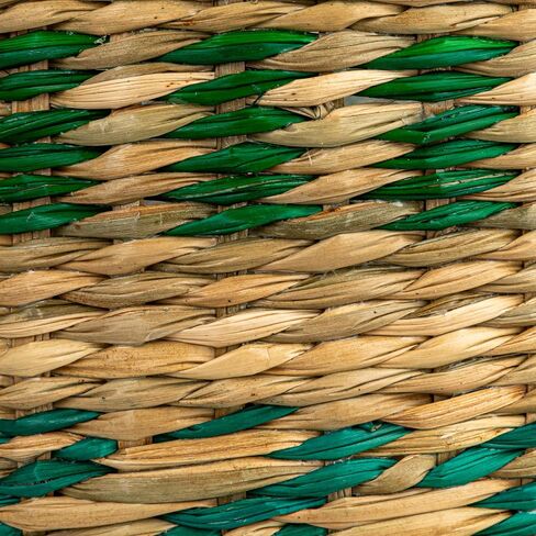 سلة ثنائية من الأعشاب البحرية التعاونية الإبداعية مع بطانة بلاستيكية، خضراء وطبيعية، مجموعة من 2 in Kuwait