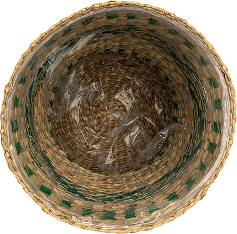 سلة ثنائية من الأعشاب البحرية التعاونية الإبداعية مع بطانة بلاستيكية، خضراء وطبيعية، مجموعة من 2 in Kuwait