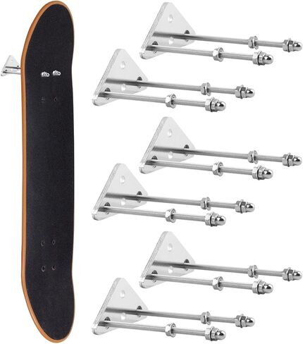 6 عبوات من حامل لوح التزلج على الحائط، حامل حائط لوح التزلج من الألومنيوم مع فتحات لولبية، رفوف عرض سطح لوح التزلج العائمة لعرض وتخزين سطح لوح التزلج in Kuwait