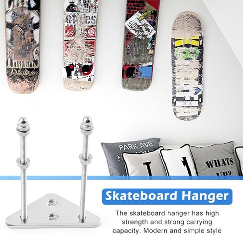 6 عبوات من حامل لوح التزلج على الحائط، حامل حائط لوح التزلج من الألومنيوم مع فتحات لولبية، رفوف عرض سطح لوح التزلج العائمة لعرض وتخزين سطح لوح التزلج in Kuwait