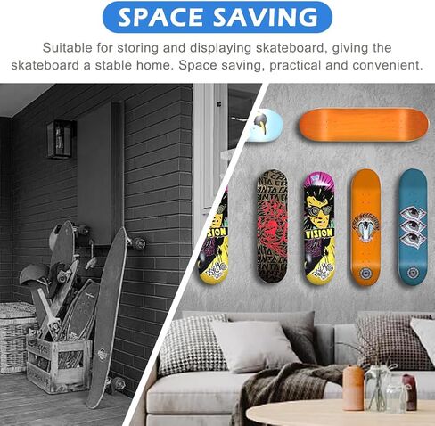 6 عبوات من حامل لوح التزلج على الحائط، حامل حائط لوح التزلج من الألومنيوم مع فتحات لولبية، رفوف عرض سطح لوح التزلج العائمة لعرض وتخزين سطح لوح التزلج in Kuwait