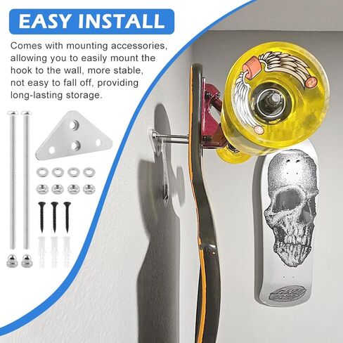 6 عبوات من حامل لوح التزلج على الحائط، حامل حائط لوح التزلج من الألومنيوم مع فتحات لولبية، رفوف عرض سطح لوح التزلج العائمة لعرض وتخزين سطح لوح التزلج in Kuwait