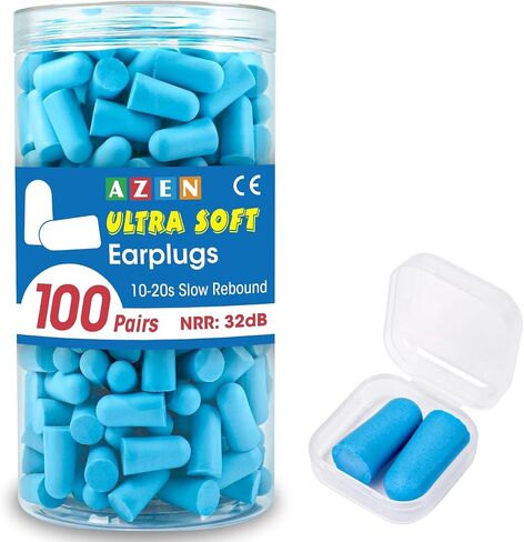 AZEN 100 Pairs Ear Plugs Bulk, Soft Foam Ear Plugs for Sleeping Noise Cancelling, NRR 32dB Earplugs for Concerts Shooting Swimming Noise Reduction (Lake Blue) in Saudi Arabia