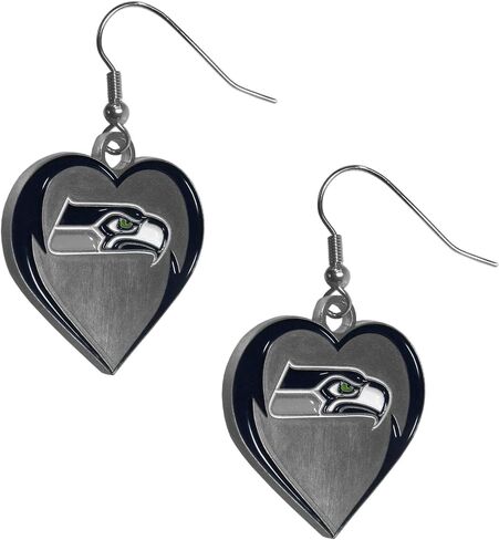 مجموعة أقراط وقلادة من Siskiyou Sports NFL Seattle SeahawksHeart، ألوان الفريق، مقاس واحد in Saudi Arabia
