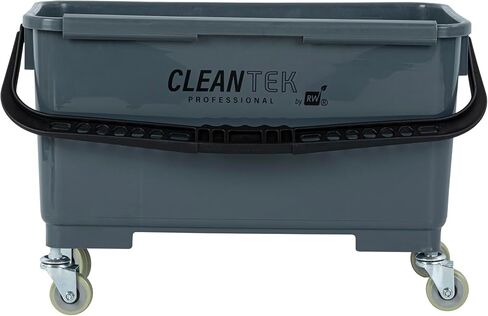 Restaurantware-Clean Tek Professional 25 Quart Cleaning Bucket with Sieve, 1 Bucket with Casters - Comfort-Grip Handle, Heavy-Duty, Gray Plastic Mop Bucket, for Cleaning Kitchens, Restaurants in Saudi Arabia