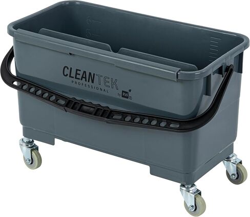 Restaurantware-Clean Tek Professional 25 Quart Cleaning Bucket with Sieve, 1 Bucket with Casters - Comfort-Grip Handle, Heavy-Duty, Gray Plastic Mop Bucket, for Cleaning Kitchens, Restaurants in Saudi Arabia
