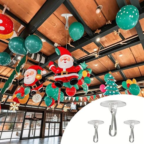 100Pack Self Adhesive Ceiling Hooks for Hanging, Small Clear Hooks Sticky Damage-Free No-Drill, Removable Wall Hanger for Festival Wedding Birthday Party Christmas Halloween Decorations in Saudi Arabia