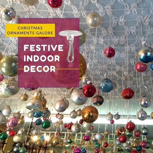 100Pack Self Adhesive Ceiling Hooks for Hanging, Small Clear Hooks Sticky Damage-Free No-Drill, Removable Wall Hanger for Festival Wedding Birthday Party Christmas Halloween Decorations in Saudi Arabia