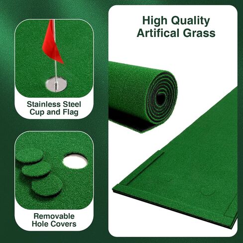 Golf Putting Green Mat Outdoor 3'x10' Golf Mats Practice Game Indoor Portable Golf Putting Green Turf with Movable Cup for Backyard Office Home Golf Pong Putting Game Set in Saudi Arabia