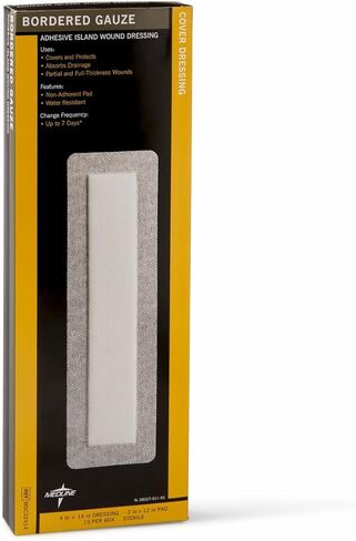 Medline Bordered Gauze, 6" x 6" Adhesive Island Wound Dressing, Sterile, 15 Count in Saudi Arabia