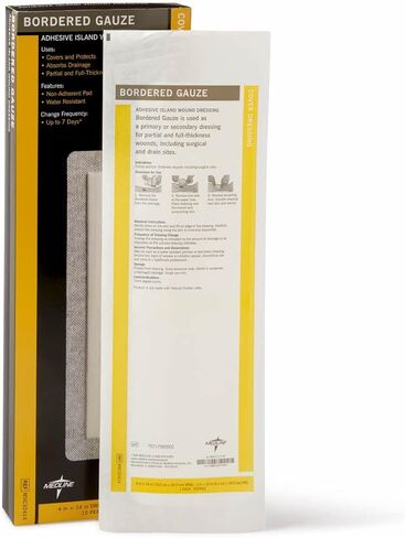 Medline Bordered Gauze, 6" x 6" Adhesive Island Wound Dressing, Sterile, 15 Count in Saudi Arabia